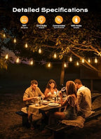 Outdoor String Lights, 75FT 22+2 LED ST38 LED Patio Lights Shatterproof, Dimmable IP65 Waterproof Connectable, alternate view