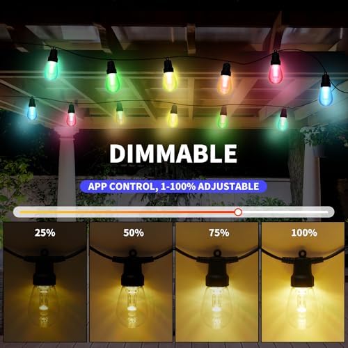 Outdoor String Lights 75FT, Color Changing Patio Lights, Waterproof in RGBW, alternate view 5