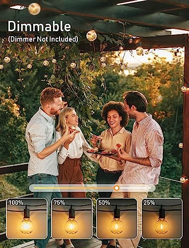 Outdoor String Lights, 80FT 40+2 G40 Bulbs Shatterproof Patio Lights, alternate view 6