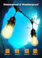 Outdoor String Lights, 82FT 25 Bulbs Shatterproof Patio Lights with Remote, IP65 Waterproof Dimmable Hanging, alternate view