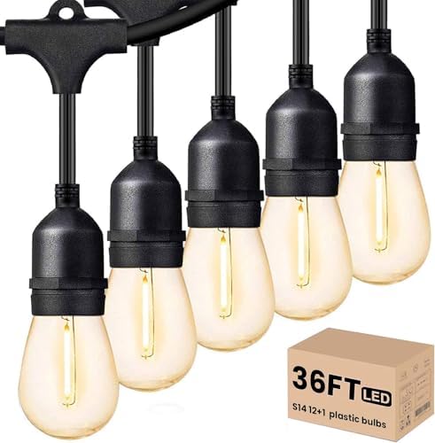 Outdoor String Lights LED 36 FT S14 Commercial Grade Waterproof ETL