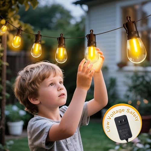 Outdoor String Lights Patio LED - Light Outside Waterproof S14 Porch Lighting Edison Plastic Bulb Pergola, alternate view 5