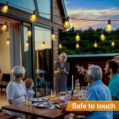 Outdoor String Lights Patio LED - Light Outside Waterproof S14 Porch Lighting Edison Plastic Bulb Pergola, alternate view 7