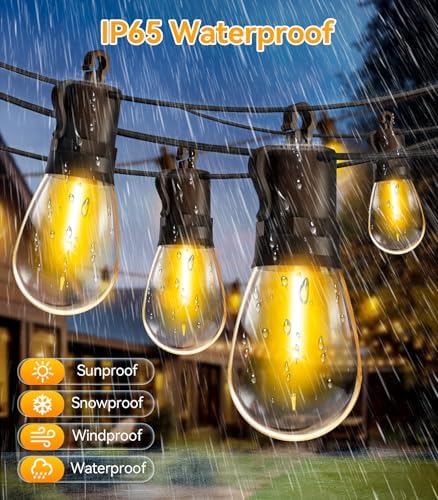 Outdoor String Lights Patio LED - Light Outside Waterproof S14 Porch Lighting Edison Plastic Bulb Pergola, alternate view 3