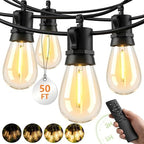 Outdoor String Lights Patio Light - 50Ft Outside Waterproof Dimmable Bulbs