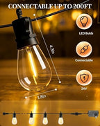 Outdoor String Lights Patio Light - 50Ft Outside Waterproof Dimmable Bulbs, alternate view 6