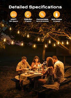 Outdoor String Lights Patio Lights 100FT ST38 Waterproof Dimmable, alternate view 2