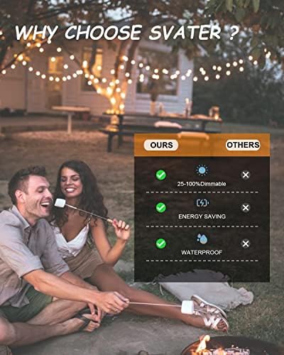 Outdoor String Lights Waterproof 100 FT for Outside Patio 52 Bulbs, alternate view 5