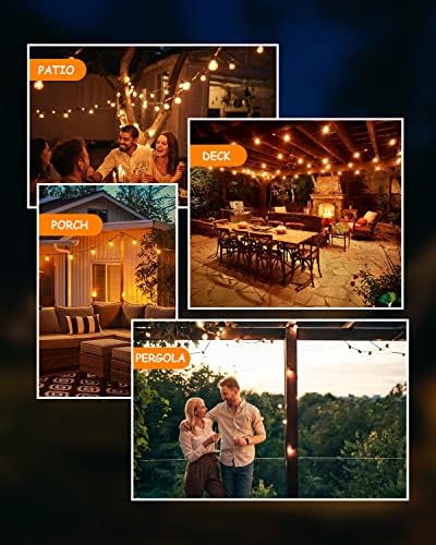 Outdoor String Lights Waterproof 100 FT for Outside Patio 52 Bulbs, alternate view 6