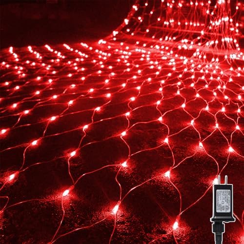 Outdoor Valentines Net Lights, 12FT x 5FT 360 LED Mesh String Light with 8 Lighting Mode, Connectable Waterproof