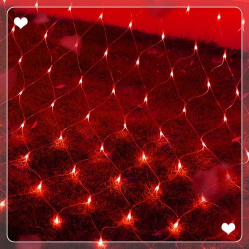 Outdoor Valentines Net Lights, 12FT x 5FT 360 LED Mesh String Light with 8 Lighting Mode, Connectable Waterproof, alternate
