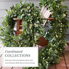 Outdoor White Berry Cypress Christmas Wreath - Bright & Beautiful Front Door Wreath with Battery-Powered LED, alternate view