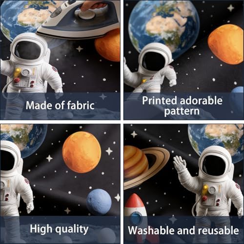 Outer Space Backdrop, Astronaut Rocket Planet Galaxy 3D Photography Background for Boys Kids Birthday Party, alternate view 4