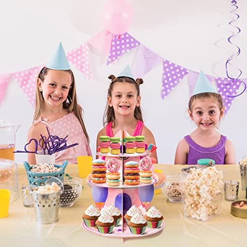 Outer Space Cupcake Stand - 3 Tiered Birthday Party Decorations in Pink Outer Space, alternate view 6