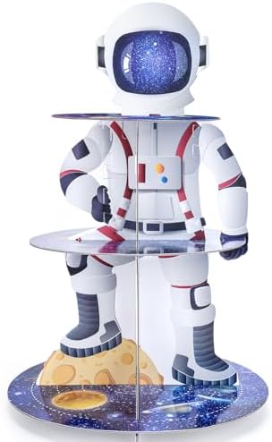 Outer Space Cupcake Stand - Astronaut Boy Birthday Decorations in Blue