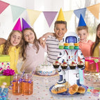 Outer Space Cupcake Stand - Astronaut Boy Birthday Decorations in Blue, alternate view 6