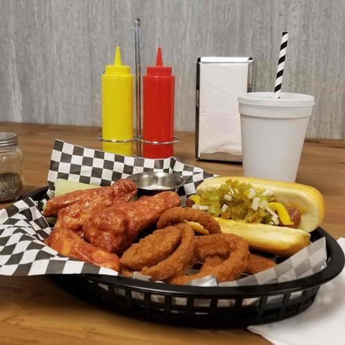 Oval Black Plastic Platter Baskets, 12/CT (1076BK) (86397) in Large in Multicolor, alternate view 3