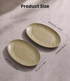 Oval Ceramic Serving Platter Set of 2, 14"/12" Serving Trays, Brown in 14"/12" in Brown, alternate view 2