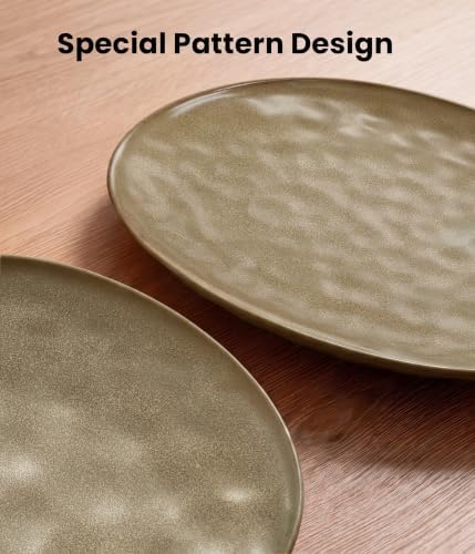 Oval Ceramic Serving Platter Set of 2, 14"/12" Serving Trays, Brown in 14"/12" in Brown, alternate view 5