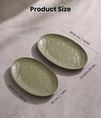 Oval Ceramic Serving Platter Set of 2, 14"/12" Serving Trays, Olive Brown in 14"/12" in Olive Brown, alternate view 2
