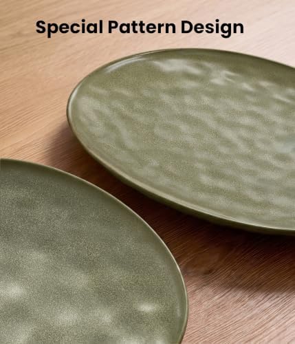 Oval Ceramic Serving Platter Set of 2, 14"/12" Serving Trays, Olive Brown in 14"/12" in Olive Brown, alternate view 5