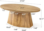 Oval Coffee Table, 47-Inch Living Room Table with Polygonal Pedestal, alternate view 2