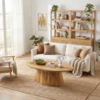 Oval Coffee Table, 47-Inch Living Room Table with Polygonal Pedestal, alternate view 3