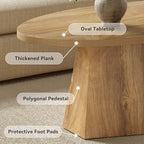 Oval Coffee Table, 47-Inch Living Room Table with Polygonal Pedestal, alternate view 5