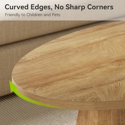 Oval Coffee Table, 47-Inch Living Room Table with Polygonal Pedestal, alternate view 6