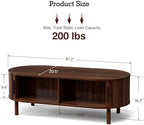 Oval Coffee Table with Sliding Doors, Mid-Century, Walnut, alternate view 2