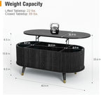 Oval Lift Top Coffee Table with Storage for Living Room,43", Black in Black, alternate view 2