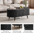 Oval Lift Top Coffee Table with Storage for Living Room,43", Black in Black, alternate view 4