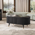 Oval Lift Top Coffee Table with Storage for Living Room,43", Black in Black, alternate view 6