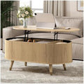Oval Lift Top Coffee Table with Storage for Living Room,43", Oak