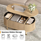 Oval Lift Top Coffee Table with Storage for Living Room,43", Oak, alternate view 3