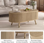 Oval Lift Top Coffee Table with Storage for Living Room,43", Oak, alternate view 4