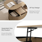 Oval Lift Top Coffee Table with Storage for Living Room,43", Oak, alternate view 5