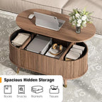 Oval Lift Top Coffee Table with Storage for Living Room,43", Walnut, alternate view 3