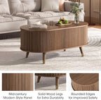 Oval Lift Top Coffee Table with Storage for Living Room,43", Walnut, alternate view 4