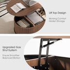 Oval Lift Top Coffee Table with Storage for Living Room,43", Walnut, alternate view 5
