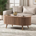 Oval Lift Top Coffee Table with Storage for Living Room,43", Walnut, alternate view 6
