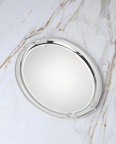Oval Silverplate Serving Tray with Handles, 17-inch in Silver, alternate view 3