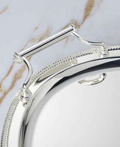 Oval Silverplate Serving Tray with Handles, 17-inch in Silver, alternate view 4