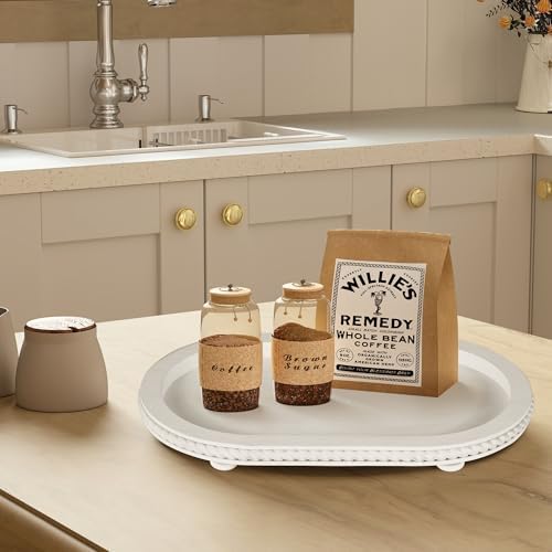 Oval Wooden Tiered Tray, 1Pack in White, alternate view 2