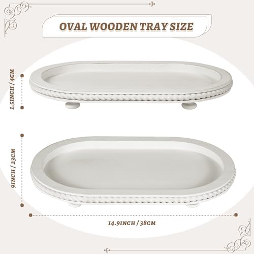 Oval Wooden Tiered Tray, 1Pack in White, alternate view 3