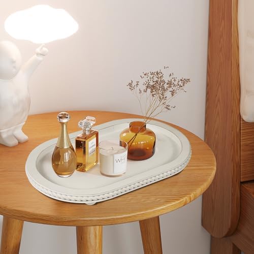 Oval Wooden Tiered Tray, 1Pack in White, alternate view 6