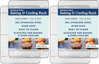 Oven-Safe, Dishwasher-Safe 100% Stainless Steel Cooling and Baking Rack Set Heavy Duty Tight-Wire - 11.5 x