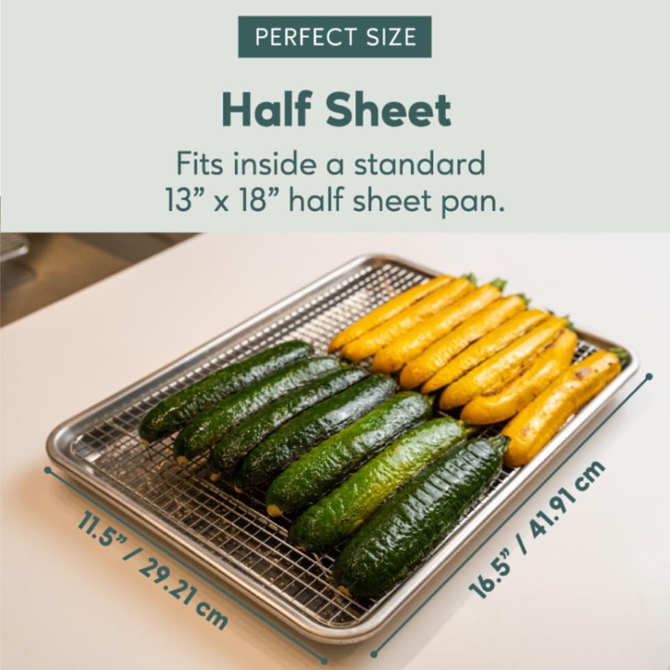 Oven-Safe, Dishwasher-Safe 100% Stainless Steel Cooling and Baking Rack Set Heavy Duty Tight-Wire - 11.5 x, alternate view 2