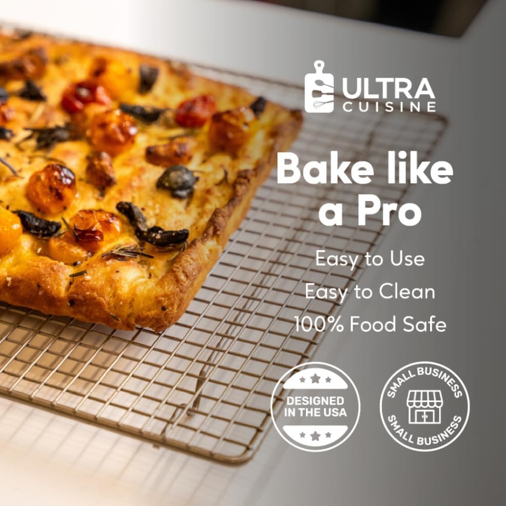 Oven-Safe, Dishwasher-Safe 100% Stainless Steel Cooling and Baking Rack Set Heavy Duty Tight-Wire - 11.5 x, alternate view 5