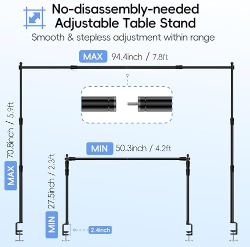 Over Table Rod Stand, Adjustable Table Arch Stand with C-Clamps, alternate view 2